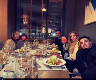 Peter Andre and his family having a Valentine's Day meal.