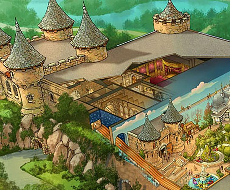Illustration of Bommelwereld theme park's De Bulderbaan ride.