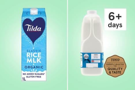 Comparison of Tilda organic rice milk and Tesco whole milk.
