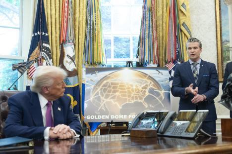 President Trump and Secretary of Defense Hegseth announce the Golden Dome missile defense shield.