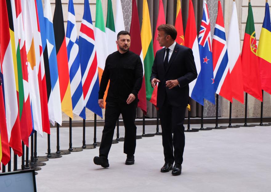 Presidents Macron and Zelensky at the Coalition of the Willing summit.