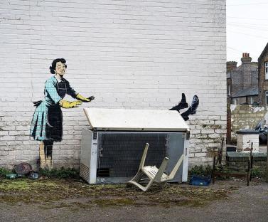 Banksy artwork depicting violence against women.