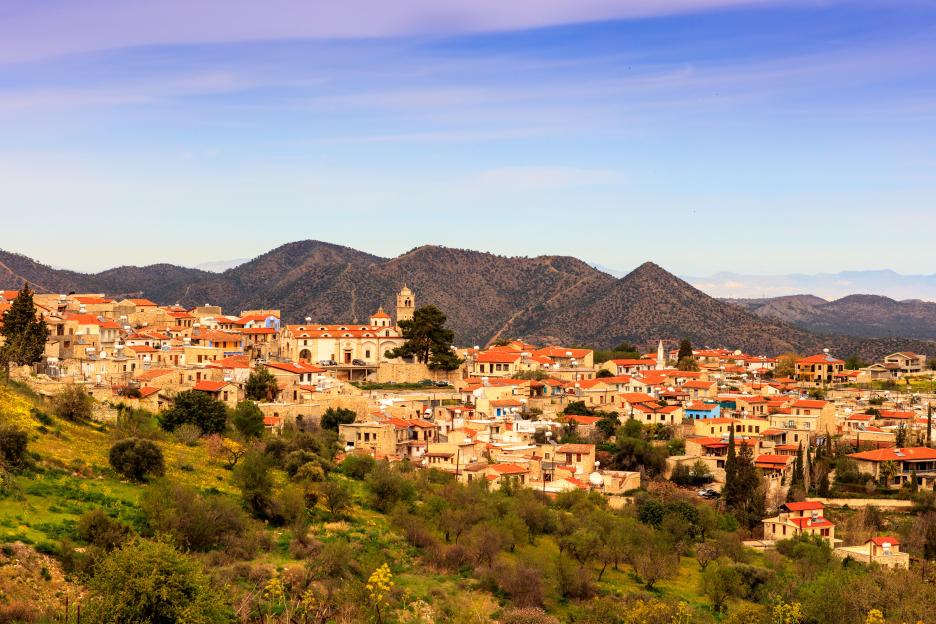 Typical Cyprus village in the Troodos Mountains.