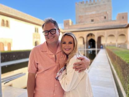 Alan Carr and Amanda Holden at the Alhambra Palace.