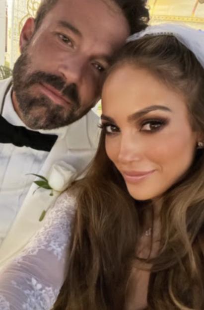 Jennifer Lopez and Ben Affleck at their Las Vegas wedding.