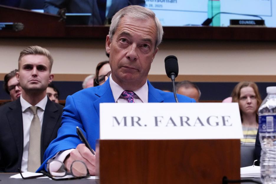 Nigel Farage testifying before the House Judiciary Committee.