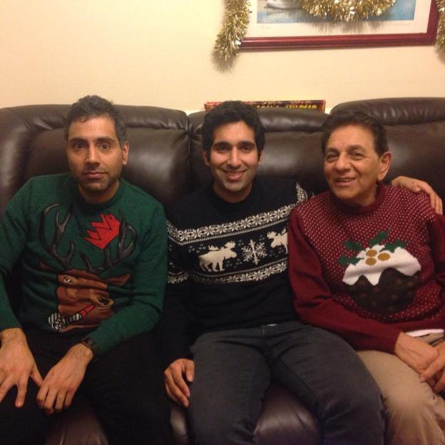 The Siddiqui family from Gogglebox wearing Christmas sweaters.