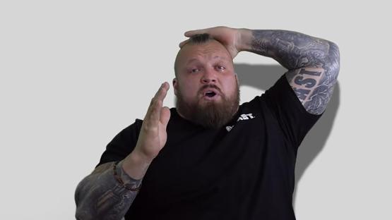 Eddie Hall looking distressed.