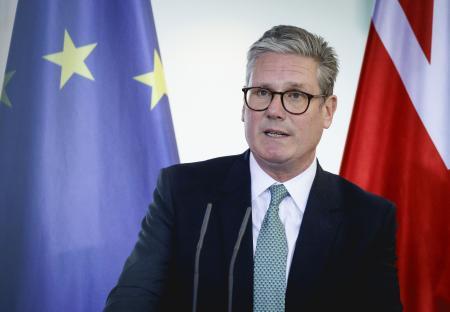 Keir Starmer, Prime Minister of the United Kingdom, giving a press statement.