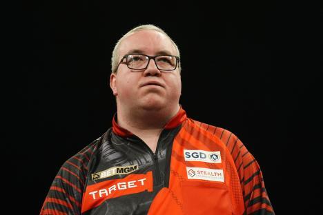 Stephen Bunting at the BetMGM Premier League darts tournament.