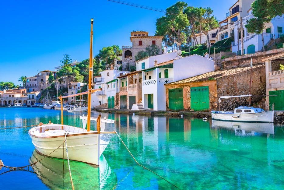 Stunning view of Cala Figuera, an old fishing harbor in Mallorca, Balearic Islands, Spain, by the Mediterranean Sea.