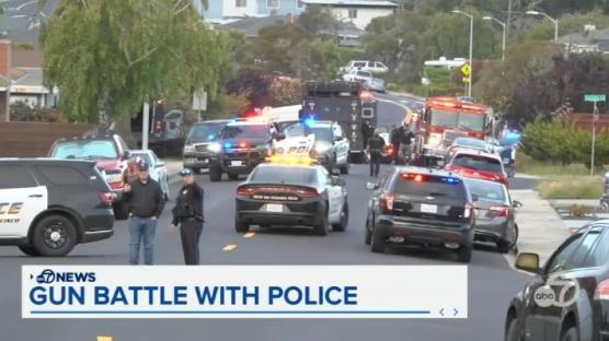 Screenshot of a gun battle with police.