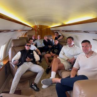 Conor Benn and his entourage on a private jet.