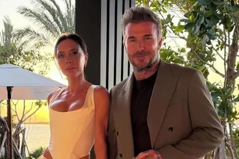 Victoria Beckham’s coded message to son Brooklyn and wife Nicola Peltz as she poses with David at her birthday dinner
