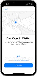 Illustration of iPhone screen showing Apple Wallet Car Keys setup.