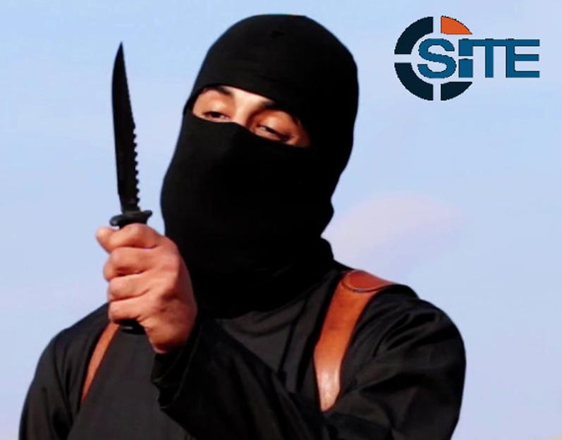Masked militant holding a knife.