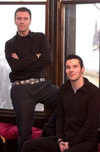 Justin Ryan and Colin McAllister in a Glasgow advertisement.