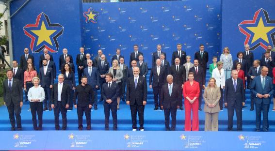 Group photo of European Political Community Summit leaders in Tirana.