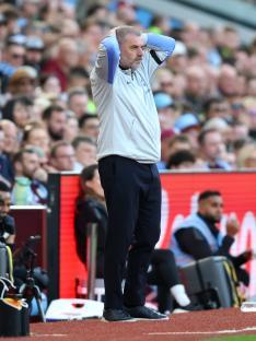 Ange Postecoglou, Tottenham Hotspur manager, at a Premier League match.