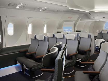 Airbus's futuristic 250-person plane on a runway.