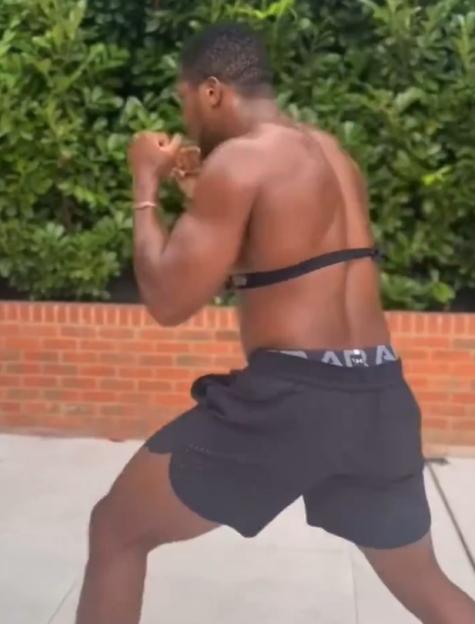 Anthony Joshua shadow boxing.