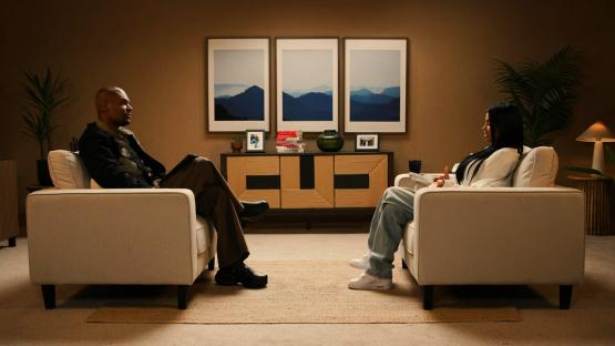 Katie Price and JJ Slater in a televised interview.