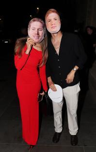 Couple at Kevin De Bruyne's leaving party wearing masks of the footballer.