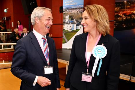 Nigel Farage and Sarah Pochin at a by-election.