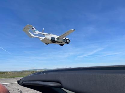 Jean-Michel Jarre in KleinVision AirCar during takeoff.