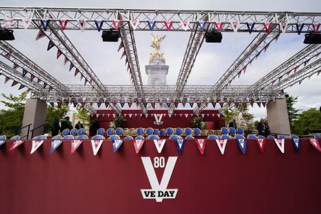 VIP viewing area on The Mall near Buckingham Palace for the 80th anniversary of VE Day.