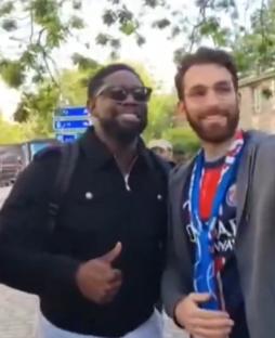 Micah Richards with Paris fans before a match.