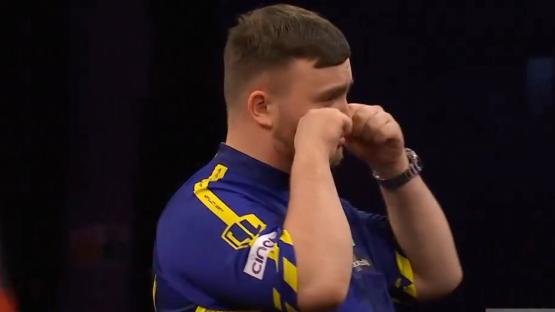 Luke Littler taunts fans with ‘crying’ gesture after Man Utd supporter suffers abuse at Premier League Darts in Leeds