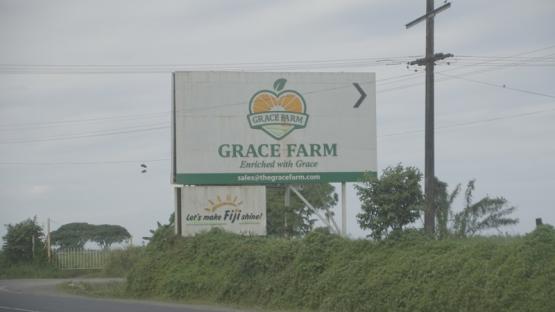 Grace Farm entrance sign in Fiji.