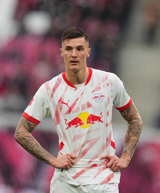 Benjamin Sesko of RB Leipzig during a Bundesliga match.