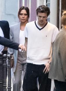 Victoria and Cruz Beckham walking in Paris.