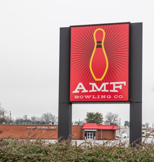 AMF Bowling Co. sign and building.