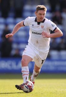 Sam Finley of Tranmere Rovers dribbling the soccer ball.