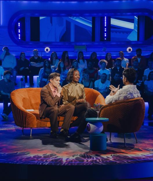 Will Best, AJ Odudu, and Gani on the Big Brother TV show.
