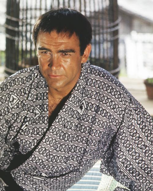 Sean Connery as James Bond in yellowface, wearing a yukata in "You Only Live Twice."