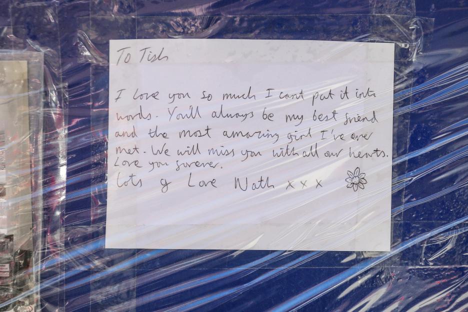 Handwritten tribute to Tash.