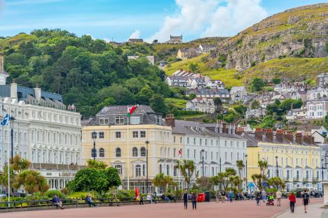 View of Llandudno, Wales, with the Great Orme in the background.