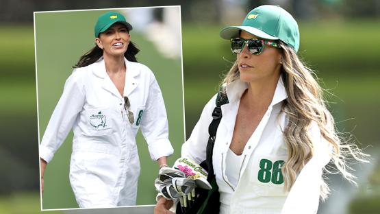 Sergio Garcia’s wife steals show at Masters in unbuttoned caddie outfit as Wags including Paulina Gretzky turn heads