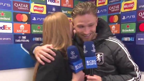‘Love you lots’ – Heartwarming moment Aston Villa star is interviewed by sister and CBS Sports presenter after PSG loss