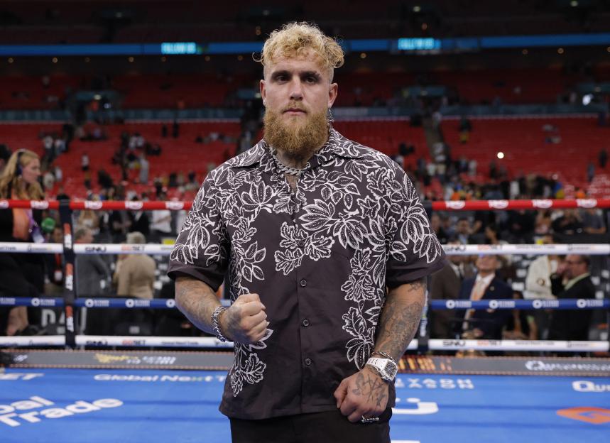 Jake Paul ringside at a boxing match.