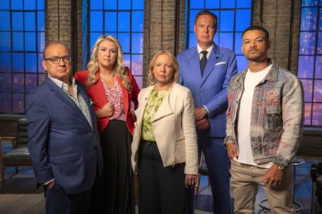 Dragons' Den investors: Touker Suleyman, Sara Davies, Deborah Meaden, Peter Jones, and Steven Bartlett.
