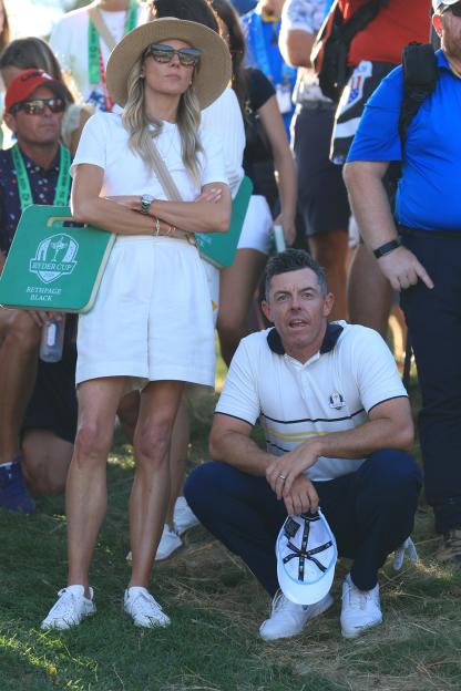 Rory McIlroy and his wife, Erica, at the 2025 Ryder Cup.