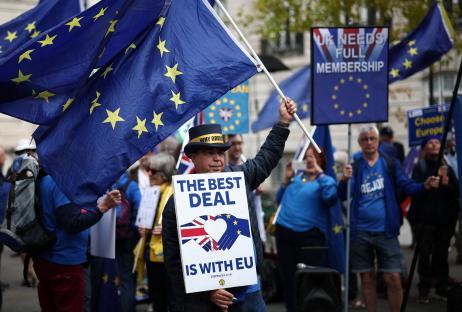 Pro-EU protesters demonstrating in London.