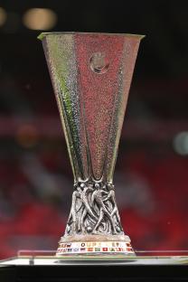 UEFA Europa League trophy on display.