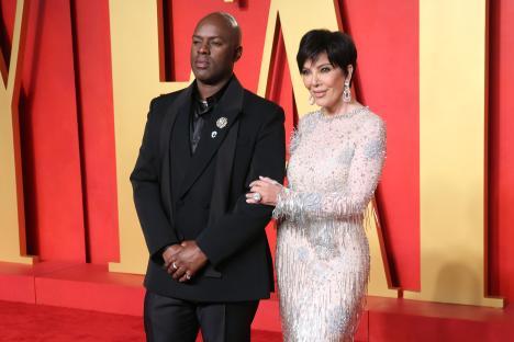 Corey Gamble and Kris Jenner at the Vanity Fair Oscar Party.