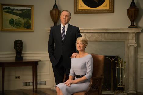 Kevin Spacey and Robin Wright in a scene from House of Cards.